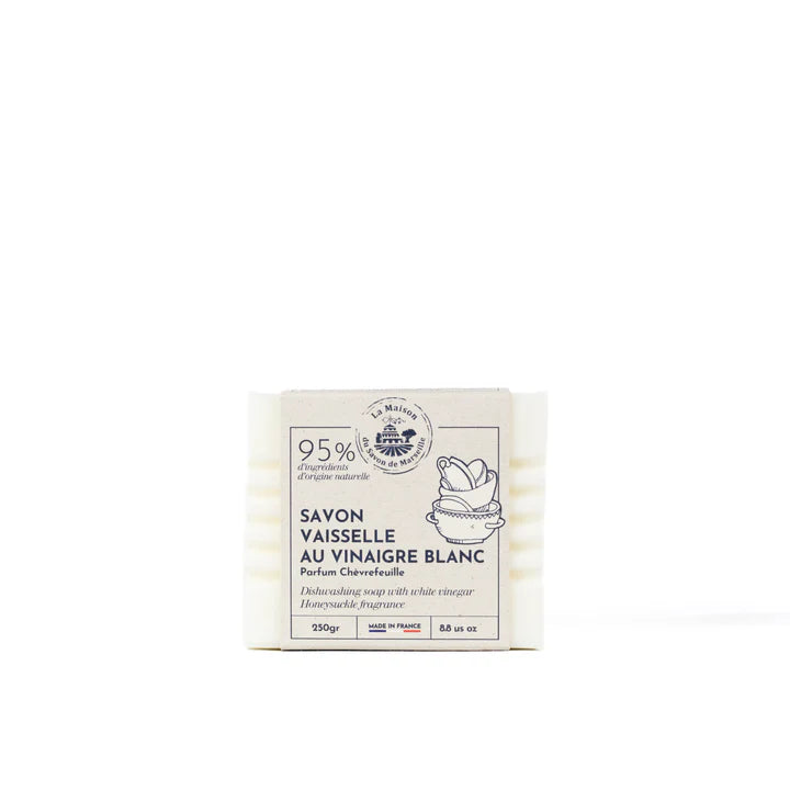 Savon solide au vinaigre blanc pour vaisselle - Chèvrefeuille 250g