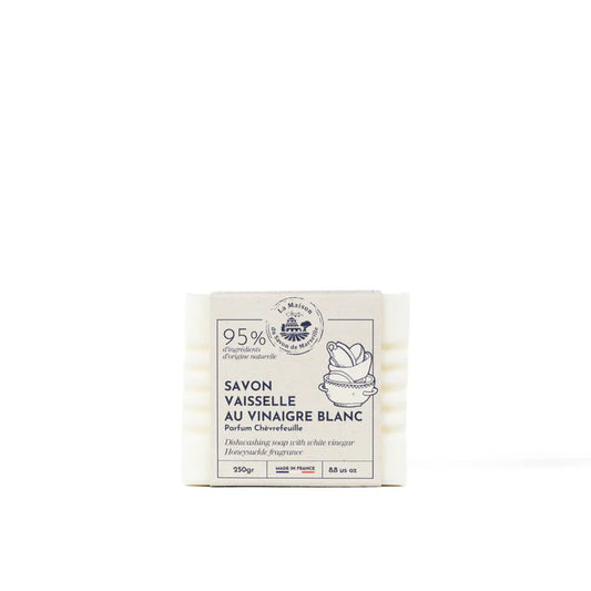 Savon solide au vinaigre blanc pour vaisselle - Chèvrefeuille 250g
