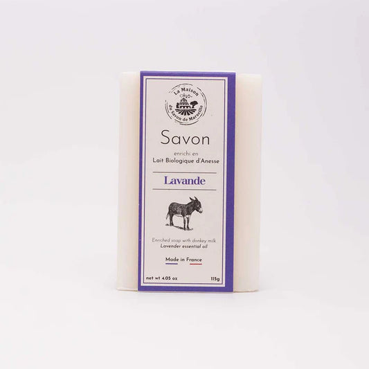 Savon solide enrichi au lait d'ânesse - Lavande 115g