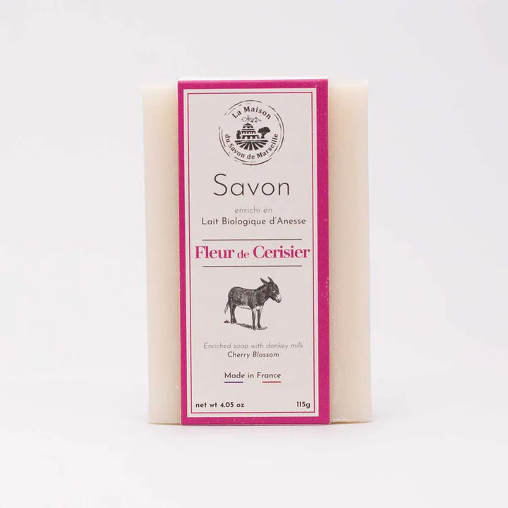 Savon solide enrichi au lait d'ânesse - Fleur de cerisier 115g