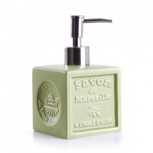 Distributeur de savon liquide format cube de savon de Marseille - Kaki