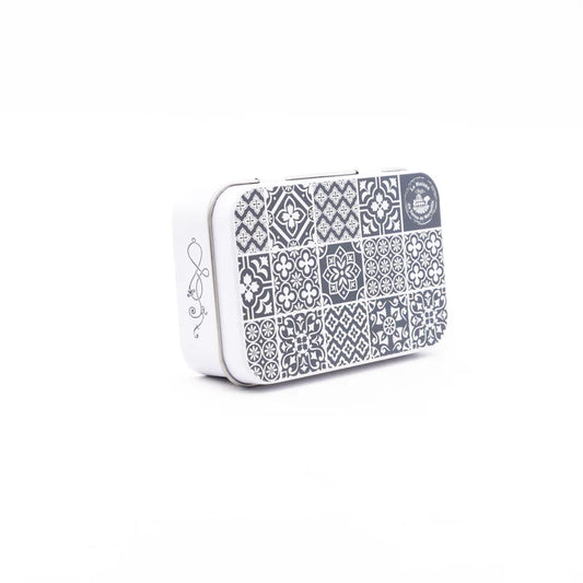 Boîte à savon en métal - Motif carreaux de ciment 100x70x30 mm