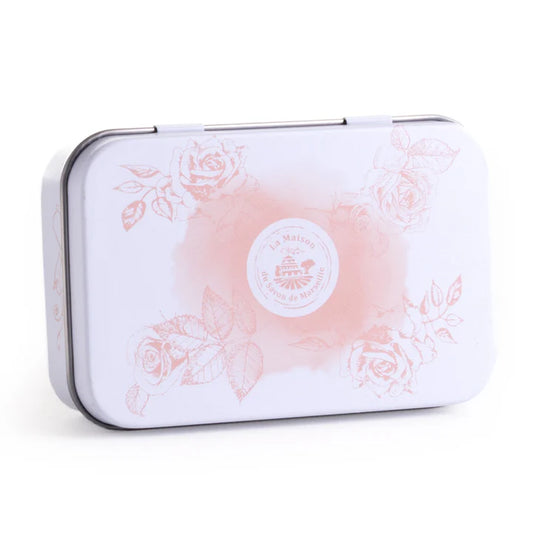 Boîte à savon en métal - Motif roses 100x70x30 mm