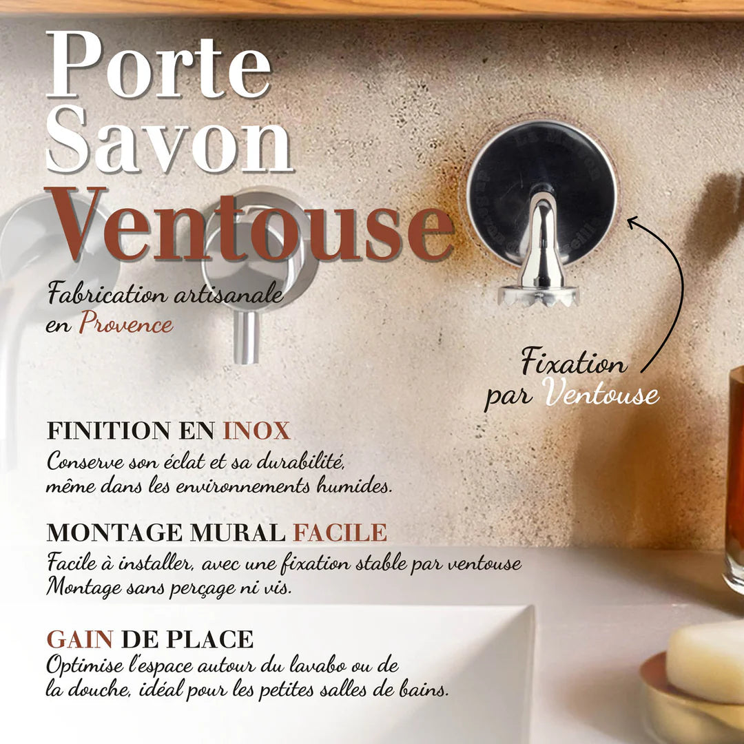 Porte-savon mural à ventouse en inox