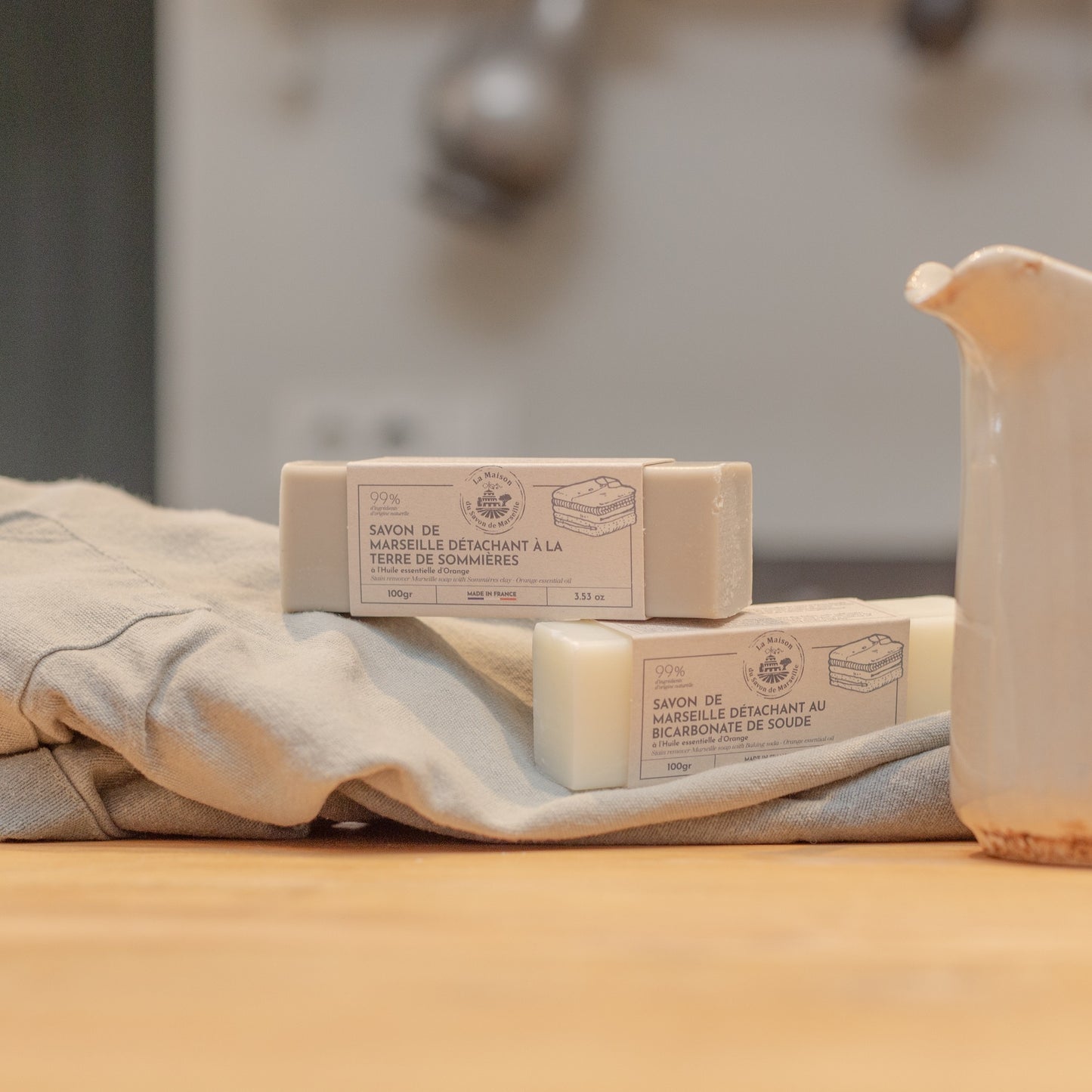 Savon de Marseille détachant spécial linge blanc - Bicarbonate de soude 100g