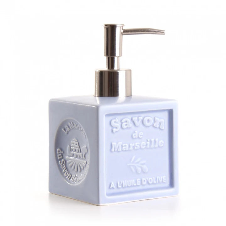 Distributeur de savon liquide format cube de savon de Marseille - Mauve