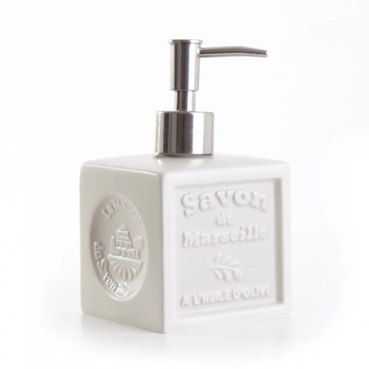 Distributeur de savon liquide format cube de savon de Marseille - Ivoire