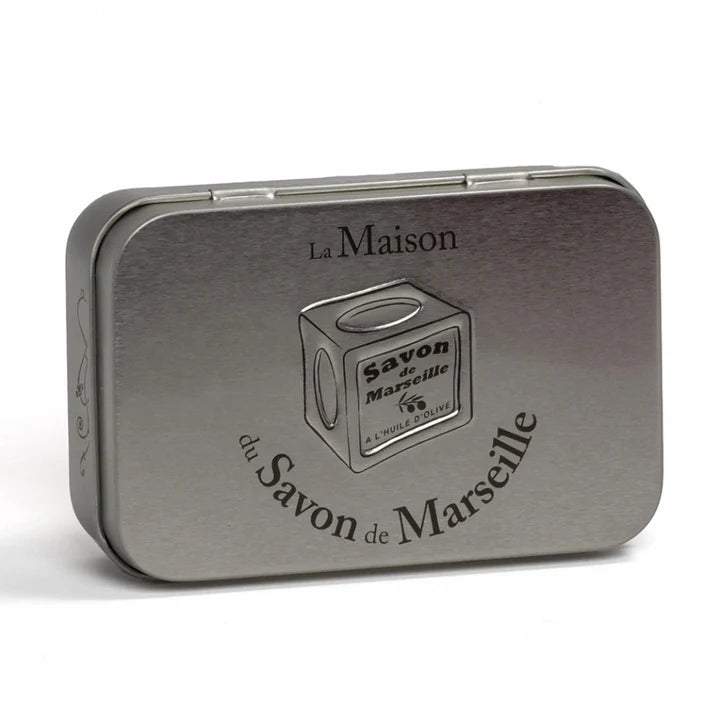 Boîte à savon en métal - Motif cube de savon de Marseille 100x70x30 mm