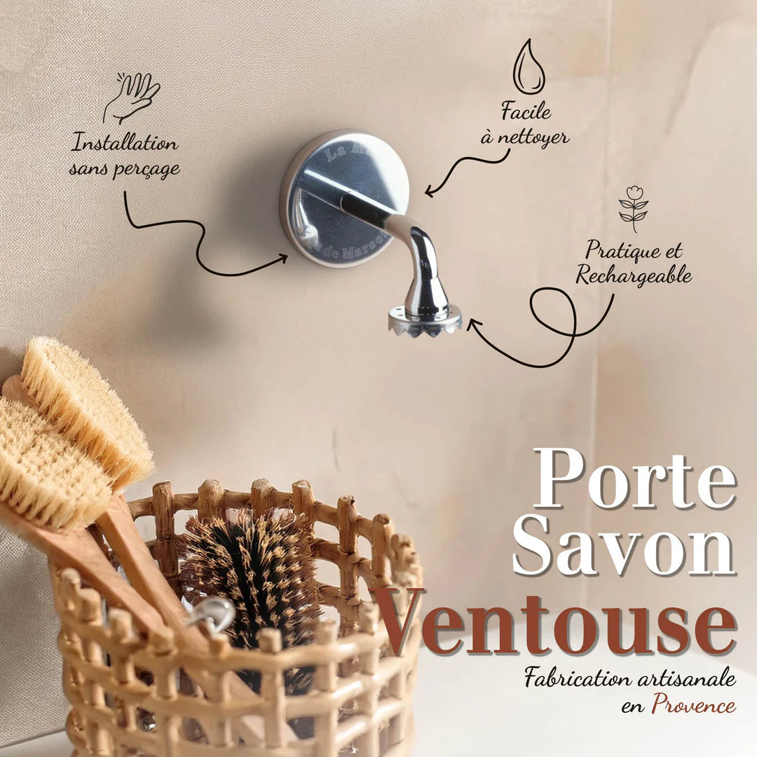 Porte-savon mural à ventouse en inox